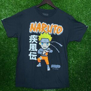 Naruto Shippuden Anime Graphic T-shirt in Pixel Style size Medium